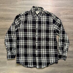 L.L. Bean Men's Scotch Plaid Flannel Shirt - Black/White